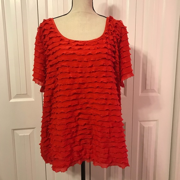 Cato Tops - Cato - Ruffled Blouse - Red